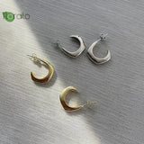 925 Silver Minimalist C Shape Stud Earrings