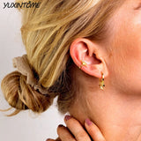 925 Sterling Silver Moon/Star Pendant Earrings Small Hoops for Women