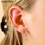 925 Sterling Silver Moon/Star Pendant Earrings Small Hoops for Women