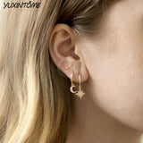 925 Silver Clover Stud Earrings Multicolor 24K for Women