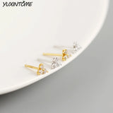 925 Silver Clover Stud Earrings Multicolor 24K for Women
