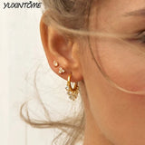 925 Silver Clover Stud Earrings Multicolor 24K for Women