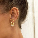 925 Silver Zircon Hoop Earrings Cross Star Flower Pendnant Jewelry