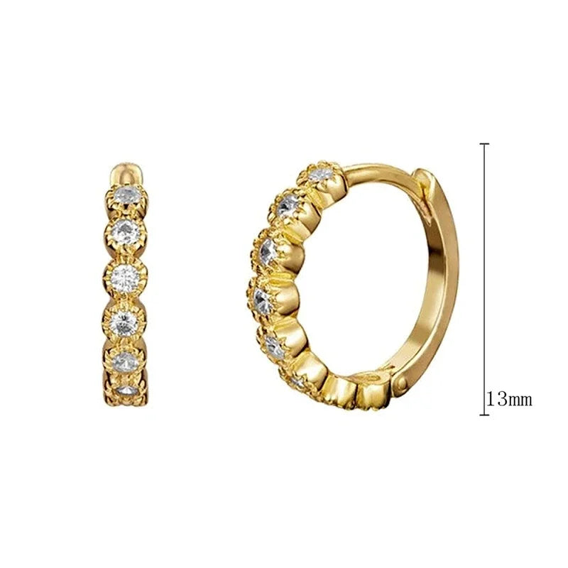 925 Silver Zircon Hoop Earrings Cross Star Flower Pendnant Jewelry