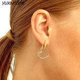 Heart Hoop Earrings with Zircon