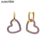 Heart Hoop Earrings with Zircon