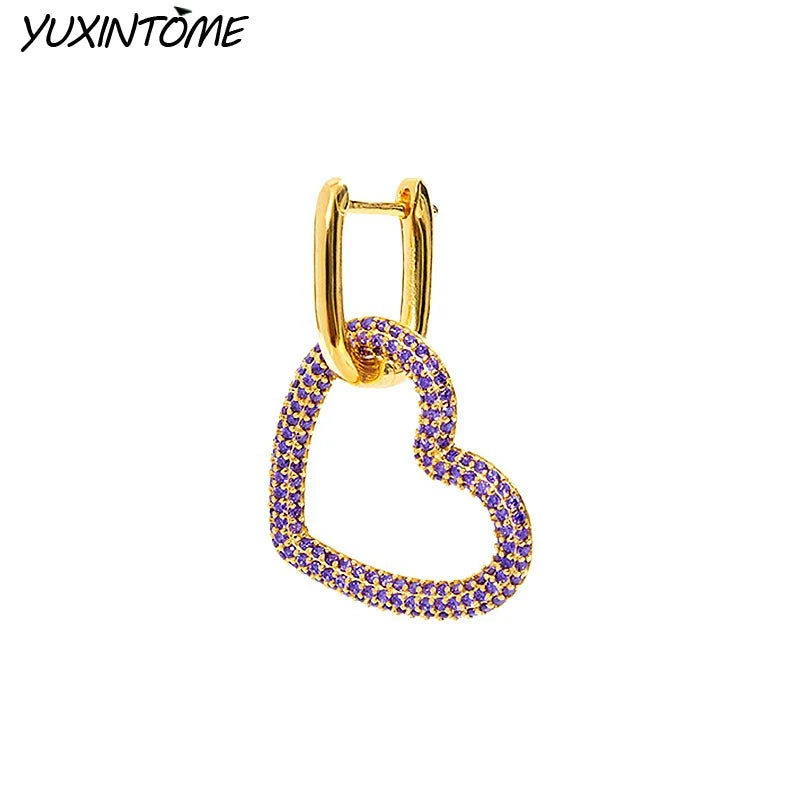 Heart Hoop Earrings with Zircon