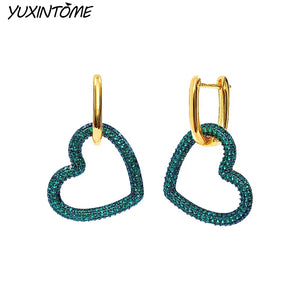 Heart Hoop Earrings with Zircon