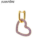 Heart Hoop Earrings with Zircon