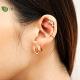 925 Silver 18K Earrings 10mm Hoops for Women