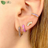 925 Silver 18K Leaf Rhinestone Earrings Wedding Jewelry