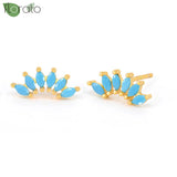 925 Silver 18K Leaf Rhinestone Earrings Wedding Jewelry