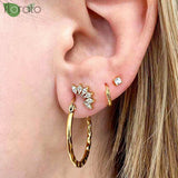 925 Silver 18K Leaf Rhinestone Earrings Wedding Jewelry