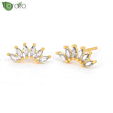 925 Silver 18K Leaf Rhinestone Earrings Wedding Jewelry