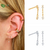 24K Metal Chain Tassel Stud Earrings for Women
