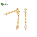 24K Metal Chain Tassel Stud Earrings for Women