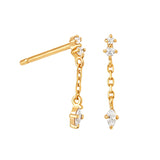 24K Metal Chain Tassel Stud Earrings for Women