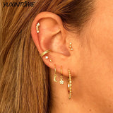 925 Silver C-Stud Earrings Punk 24K Party Ear Jewelry