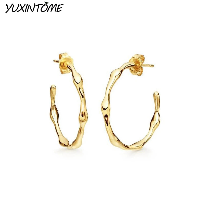925 Silver C-Stud Earrings Punk 24K Party Ear Jewelry