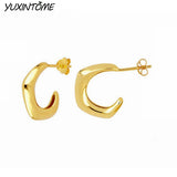 925 Silver C-Stud Earrings Punk 24K Party Ear Jewelry