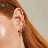 925 Silver Emerald Hoop Heart Earrings Wedding Jewelry