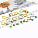 925 Silver Emerald Hoop Earrings Heart Wedding Jewelry