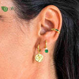 925 Silver Emerald Hoop Heart Earrings Wedding Jewelry