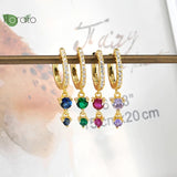 Emerald Pendant Hoop Earrings 925 Silver Needle Wedding Jewelry