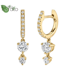 Emerald Pendant Hoop Earrings 925 Silver Needle Wedding Jewelry