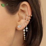 Emerald Pendant Hoop Earrings 925 Silver Needle Wedding Jewelry