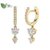 Emerald Pendant Hoop Earrings 925 Silver Needle Wedding Jewelry