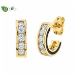 925 Silver 24K Earrings Women Punk C-shaped Stud Party Jewelry