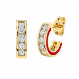 925 Silver 24K Earrings Women Punk C-shaped Stud Party Jewelry