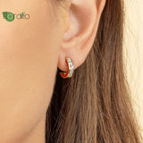 925 Silver 24K Earrings Women Punk C-shaped Stud Party Jewelry