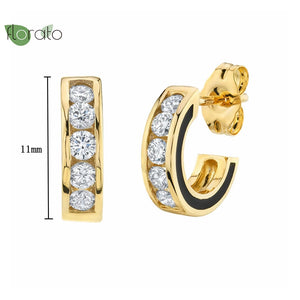 925 Silver 24K Earrings Women Punk C-shaped Stud Party Jewelry