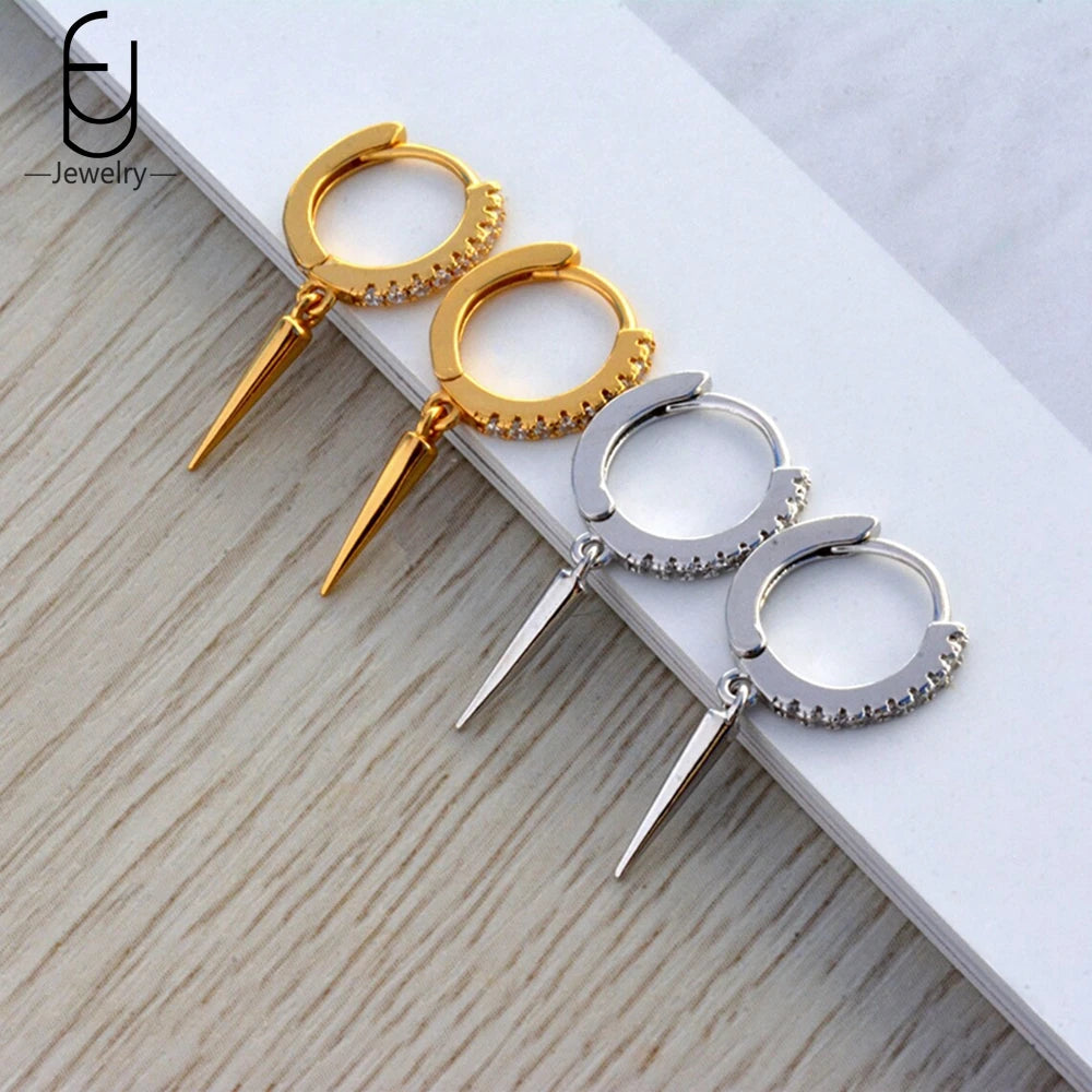 Vintage Tapered Silver Hoop Earrings for Women Party Jewelry