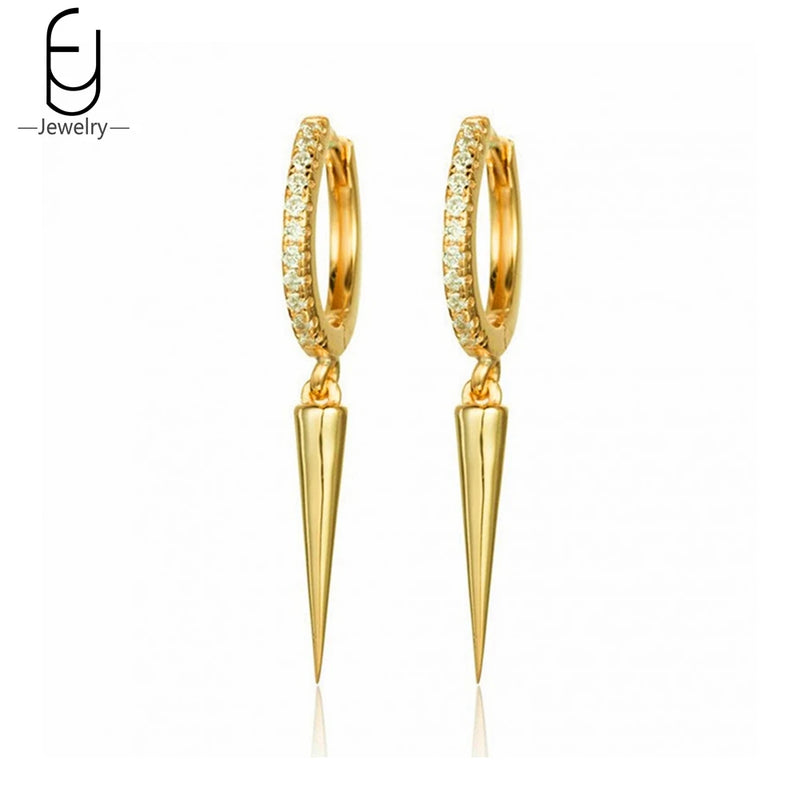 Vintage Tapered Silver Hoop Earrings for Women Party Jewelry