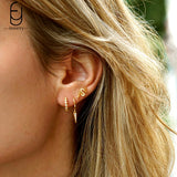 Vintage Tapered Silver Hoop Earrings for Women Party Jewelry