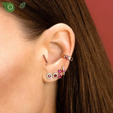 925 Silver Red Crystal Hoop Earrings Wedding Jewelry
