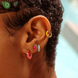 925 Silver Red Crystal Hoop Earrings Wedding Jewelry