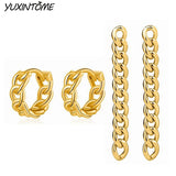 925 Silver Punk Chain Hoop Earrings 24K Delicate Small Hoops for Women