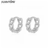 925 Silver Punk Chain Hoop Earrings 24K Delicate Small Hoops for Women
