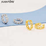 925 Silver Punk Chain Hoop Earrings 24K Delicate Small Hoops for Women