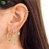 925 Silver Purple Crystal Tassel Hoop Earrings for Women