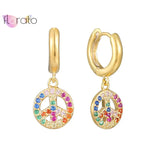 Rainbow CZ Huggie Hoop Earrings 925 Silver
