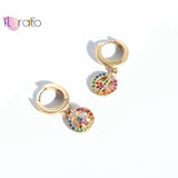 Rainbow CZ Huggie Hoop Earrings 925 Silver