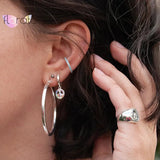 Rainbow CZ Huggie Hoop Earrings 925 Silver