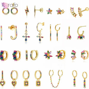 Rainbow Series Hoop Earrings Crystal Pendientes Wedding Jewelry Earrings
