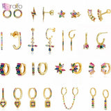 Rainbow Series Hoop Earrings Crystal Pendientes Wedding Jewelry Earrings