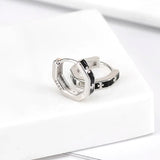 925 Silver Cross Enamel Huggie Earrings 9mm